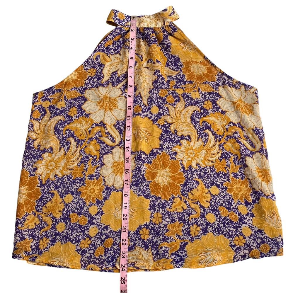 cupcakes & cashmere Floral Halter Top Large Gold Metallic Purple Size Large Boho - Picture 15 of 15